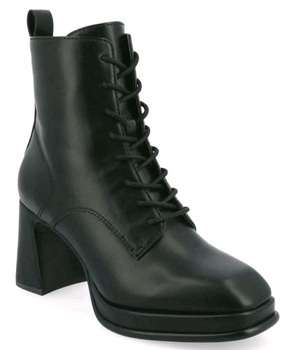 Journee Collection~Woman Size 9.5M~ Black Kalindi Block Heel Combat Booties NWOB